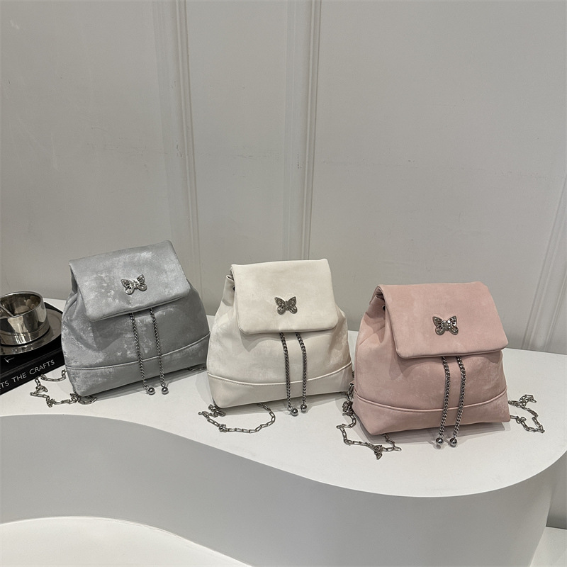 Large Capacity Women's Backpack for Commuting and Casual Wear, Autumn Style, Bucket Bag with Chain Detail, PU, Magnetic Closure