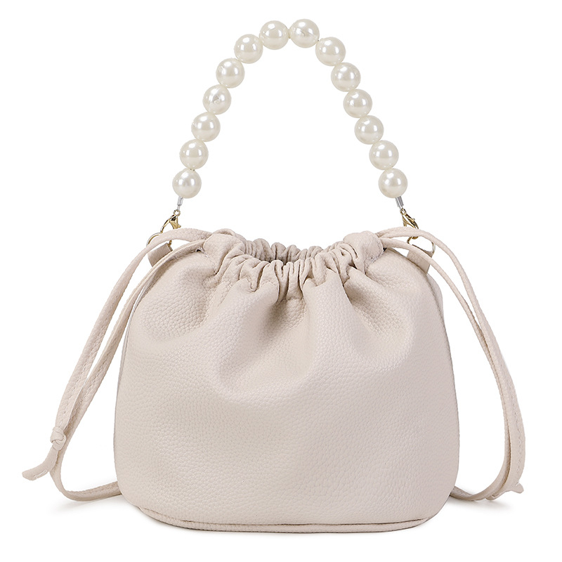 Women's Drawstring Pearl Bucket Bag 2024 New Small Square Shoulder Handbag for Phone and Cosmetics - Image 5