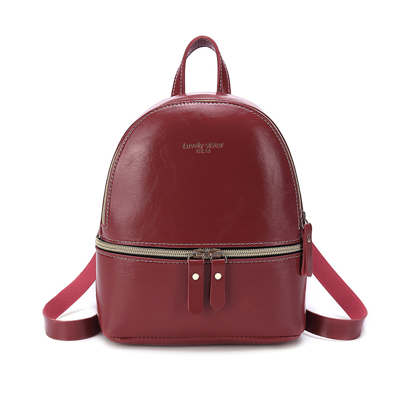 Small Retro Bucket Backpack for Women PU Leather Solid Color - Image 5