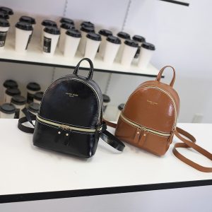Small Retro Bucket Backpack for Women PU Leather Solid Color