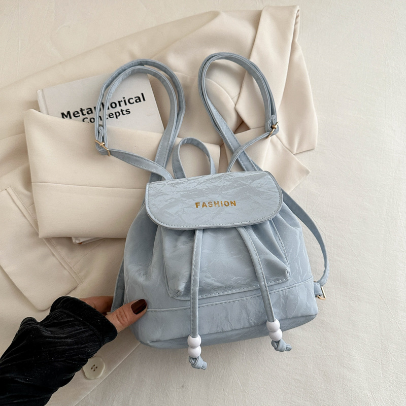 2025 Korean Style Solid Color Women's Bucket Backpack Large Capacity Commuter Bag - Image 3