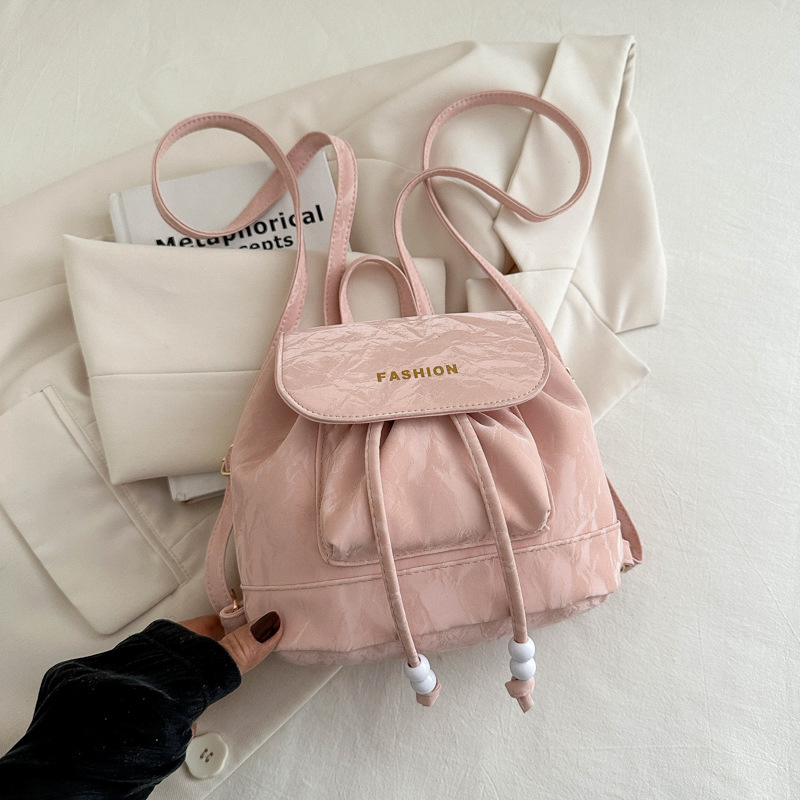 2025 Korean Style Solid Color Women's Bucket Backpack Large Capacity Commuter Bag - Image 2