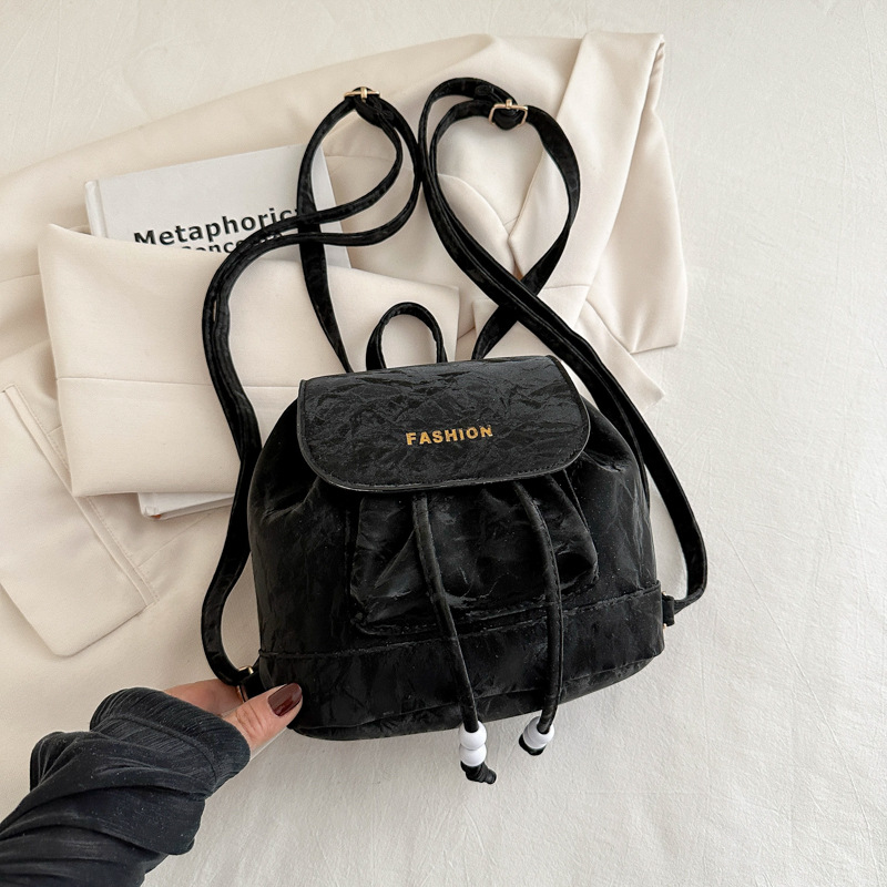 2025 Korean Style Solid Color Women's Bucket Backpack Large Capacity Commuter Bag