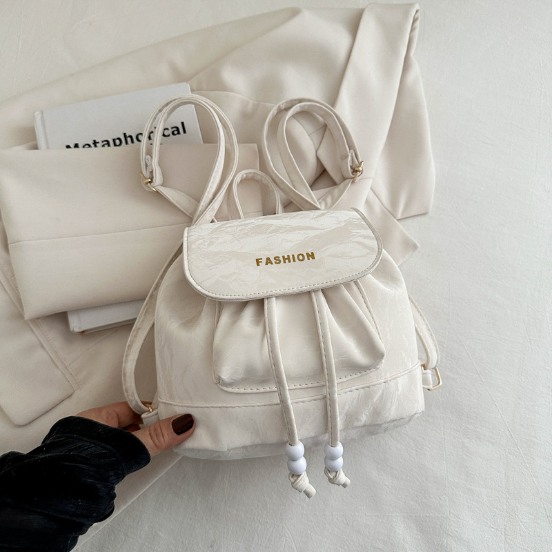 2025 Korean Style Solid Color Women's Bucket Backpack Large Capacity Commuter Bag - Image 4