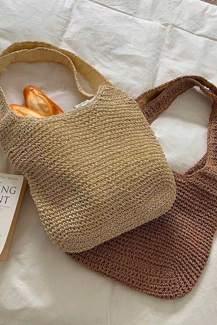 MBH Handwoven Straw Tote Bag Large Capacity Shoulder Beach Bag - Image 5