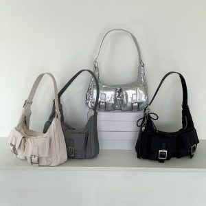 NO MORE Multi-Pocket Vintage Shoulder Tote Bag Casual Commuter Handbag