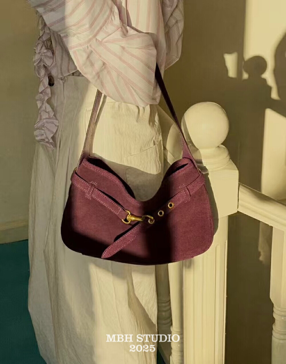 MBH Suede Lock Lazy Style Large Capacity Tote Bag Shoulder Bag - Image 2