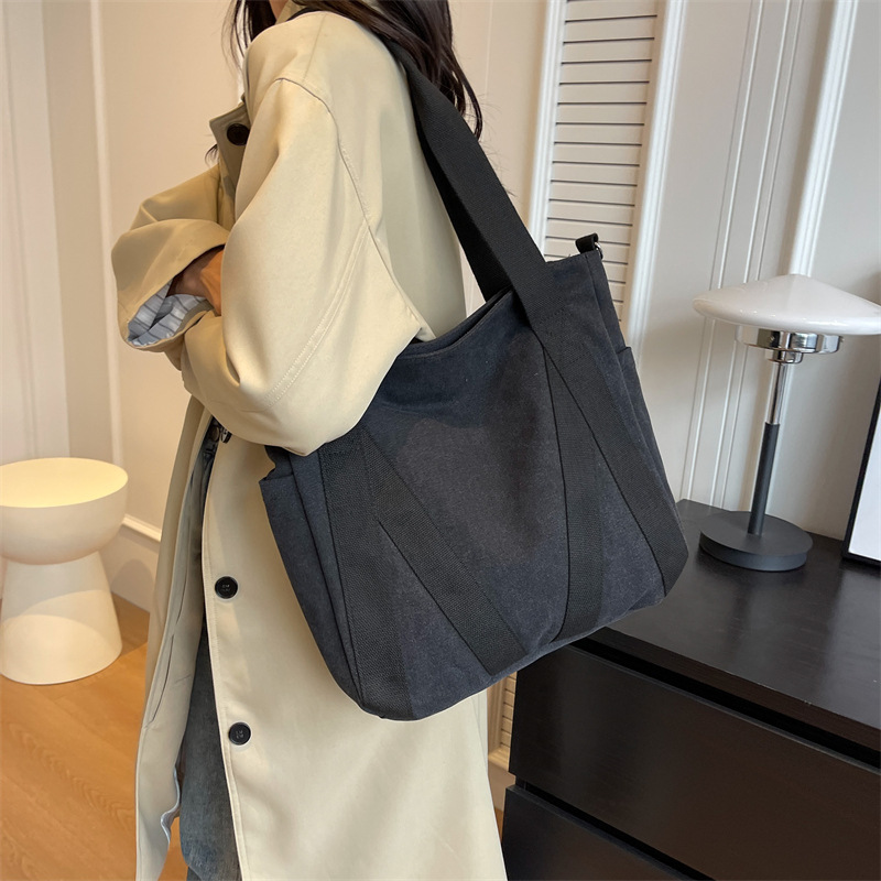 Retro Japanese Canvas Tote Bag 2025 Large Capacity Campus Shoulder Crossbody Handbag - Image 2