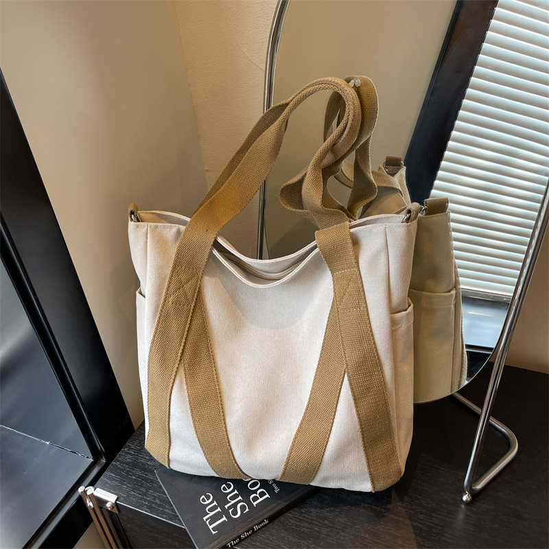 Retro Japanese Canvas Tote Bag 2025 Large Capacity Campus Shoulder Crossbody Handbag