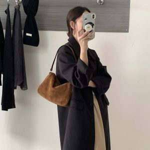 MBH Frosted Leather Retro Boston Pillow Bag Versatile Underarm Bag Premium Fall Winter Crossbody Shoulder Bag with Strap