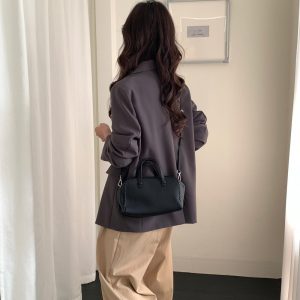MBH Vintage Woven Boston Bowling Bag Large Crossbody Handbag
