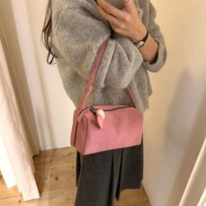 MBH Women's Minimalist Boston Crossbody Bag in Pink