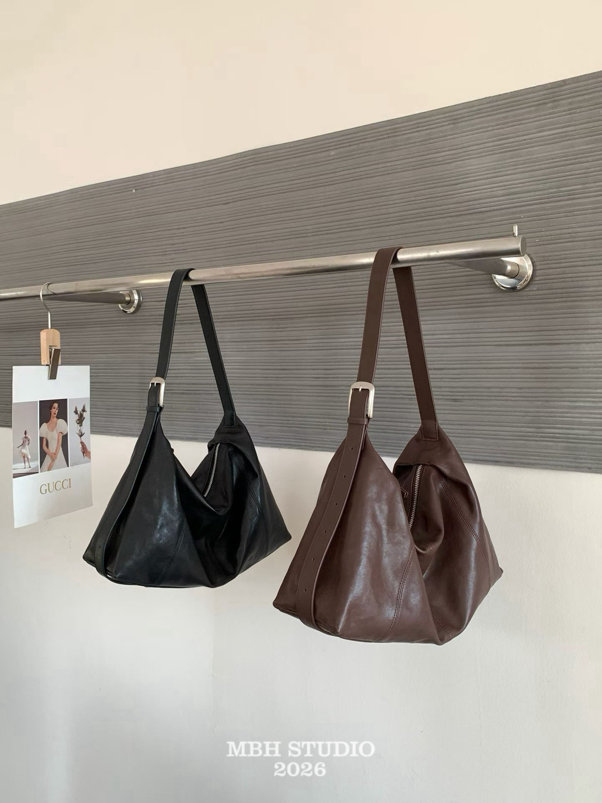 MBH Vegetable-Tanned Lambskin Hobo Bag Large Minimalist Shoulder Bag for Commute - Image 2